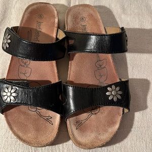 Josef Seibel Women’s Tonga Slides Sandal Black Adjustable Flower Details…